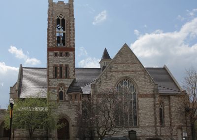 Old Stone Church with Brown Metal Roof