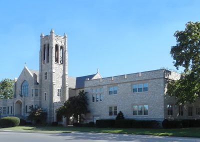 White Stone Church with Metal Roof