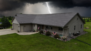 metal roof in the rain